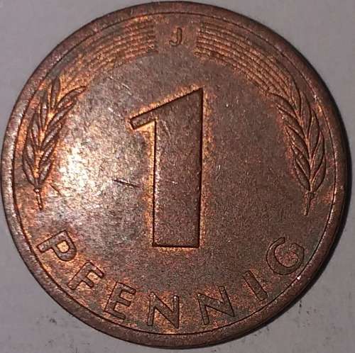 1977 J - 1 PFENNIG - ONE PFENNIG - GERMANY - FEDERAL REPUBLIC - (Copper Plated Steel)