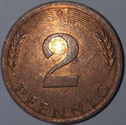 1979 G - 2 PFENNIG - TWO PFENNIG - GERMANY - FEDERAL REPUBLIC - (Copper Plated Steel)