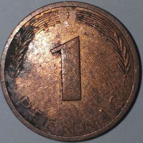 1974 J - 1 PFENNIG - ONE PFENNIG - GERMANY - FEDERAL REPUBLIC - (Copper Plated Steel)