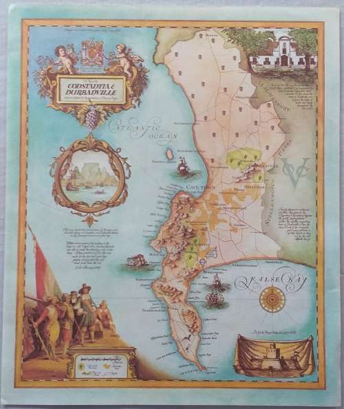 "6 WINE MAPS OF THE CAPE" IN A FOLDER - 1973 - JANICE ASHBY DESIGN STUDIO - WINES OF ORIGIN