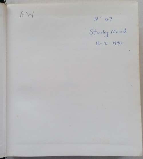 SHAMROCK AND SPRINGBOK -STANLEY MONICK- 1ST EDITION/1989 -INSCRIBED BY AUTHOR - NO. 47 - (HARDCOVER)