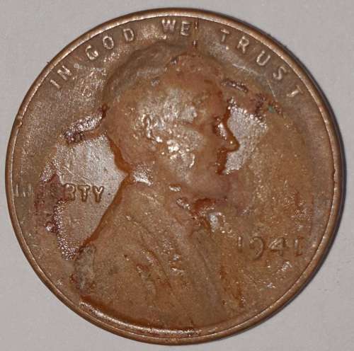 1941 - 1 CENT - LINCOLN WHEAT PENNY - ONE CENT - PHILADELPHIA MINT - USA
