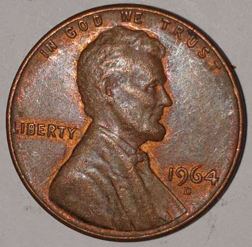 1964 D - 1 CENT - LINCOLN MEMORIAL CENT (PENNY) - ONE CENT - DENVER MINT - USA
