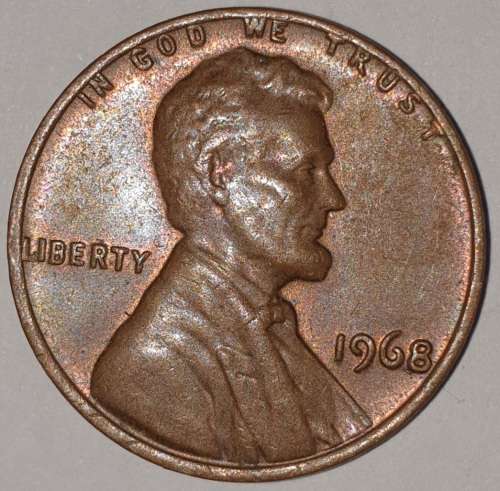 1968 - 1 CENT - LINCOLN MEMORIAL CENT (PENNY) - ONE CENT - PHILADELPHIA MINT - USA