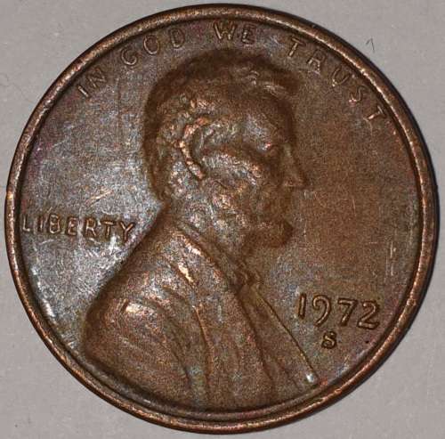 1972 S - 1 CENT - LINCOLN MEMORIAL CENT (PENNY) - ONE CENT - SAN FRANCISCO MINT - USA