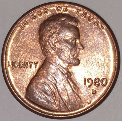 1980 D - 1 CENT - LINCOLN MEMORIAL CENT (PENNY) - ONE CENT - DENVER MINT - USA