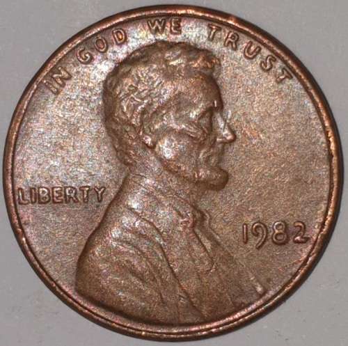 1982 - 1 CENT - LINCOLN MEMORIAL CENT (PENNY) - ONE CENT - PHILADELPHIA MINT - USA
