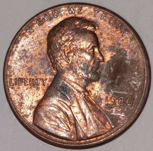 1986 - 1 CENT - LINCOLN MEMORIAL CENT (PENNY) - ONE CENT - PHILADELPHIA MINT - USA