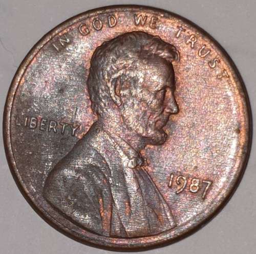 1987 - 1 CENT - LINCOLN MEMORIAL CENT (PENNY) - ONE CENT - PHILADELPHIA MINT - USA