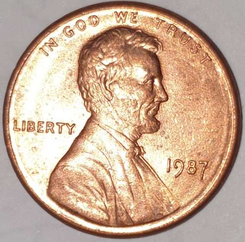 1987 - 1 CENT - LINCOLN MEMORIAL CENT (PENNY) - ONE CENT - PHILADELPHIA MINT - USA