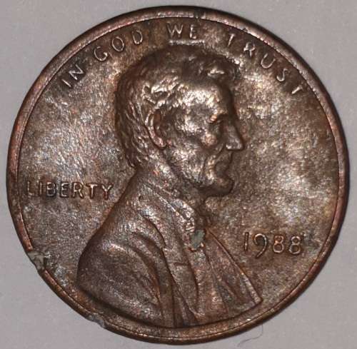 1988 - 1 CENT - LINCOLN MEMORIAL CENT (PENNY) - ONE CENT - PHILADELPHIA MINT - USA