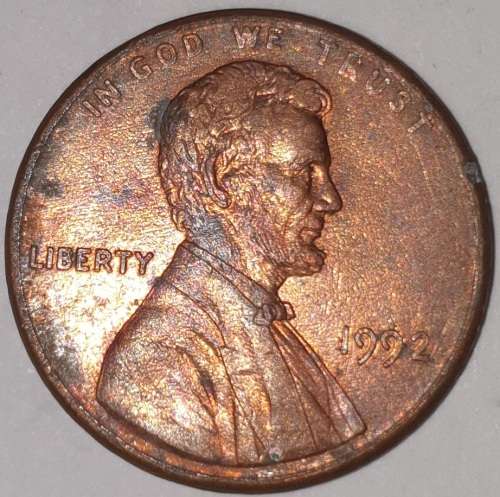 1992 - 1 CENT - LINCOLN MEMORIAL CENT (PENNY) - ONE CENT - PHILADELPHIA MINT - USA