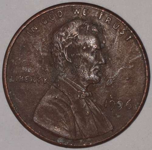 1996 - 1 CENT - LINCOLN MEMORIAL CENT (PENNY) - ONE CENT - PHILADELPHIA MINT - USA