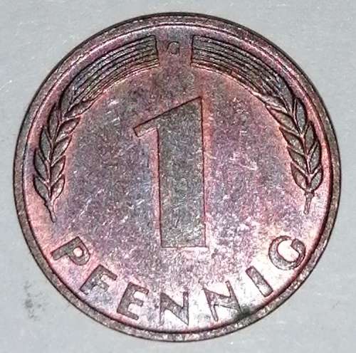1950 G - 1 PFENNIG - ONE PFENNIG - GERMANY - FEDERAL REPUBLIC - (Copper Plated Steel)