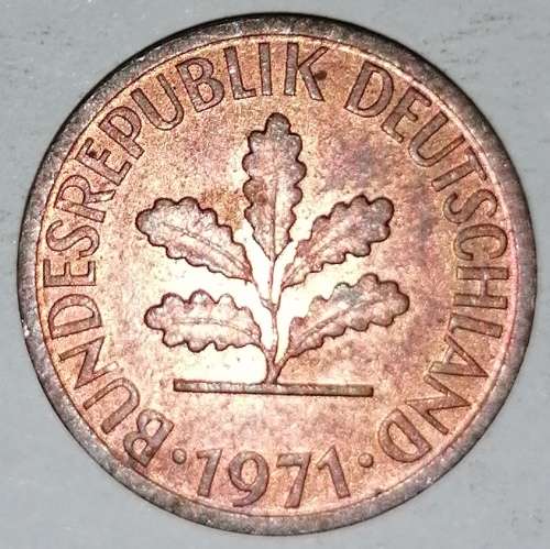 1971 D - 1 PFENNIG - ONE PFENNIG - GERMANY - FEDERAL REPUBLIC - (Copper Plated Steel)