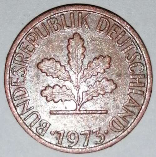 1973 F - 1 PFENNIG - ONE PFENNIG - GERMANY - FEDERAL REPUBLIC - (Copper Plated Steel)