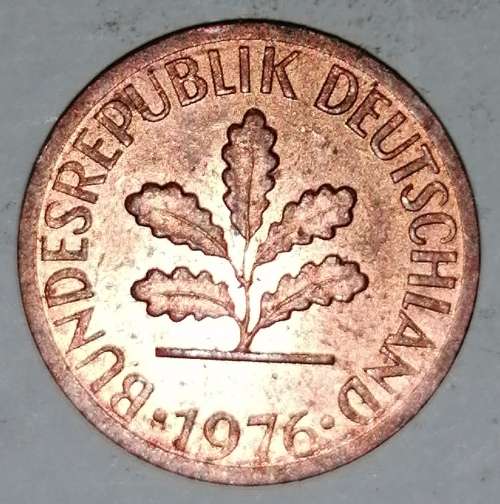 1976 J - 1 PFENNIG - ONE PFENNIG - GERMANY - FEDERAL REPUBLIC - (Copper Plated Steel)
