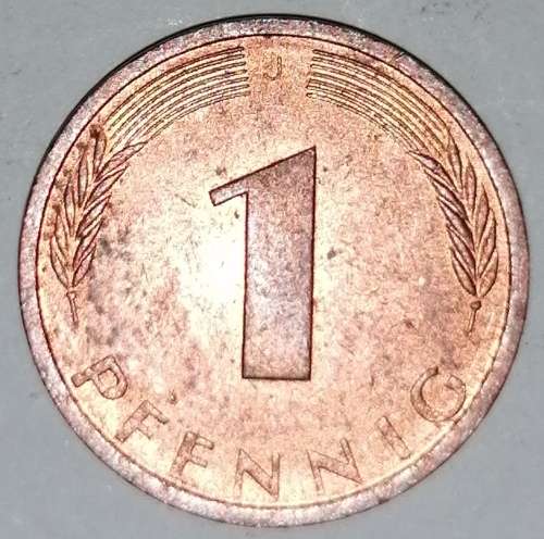 1976 J - 1 PFENNIG - ONE PFENNIG - GERMANY - FEDERAL REPUBLIC - (Copper Plated Steel)