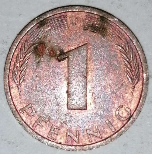 1976 J - 1 PFENNIG - ONE PFENNIG - GERMANY - FEDERAL REPUBLIC - (Copper Plated Steel)