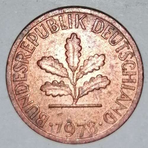1978 F - 1 PFENNIG - ONE PFENNIG - GERMANY - FEDERAL REPUBLIC - (Copper Plated Steel)