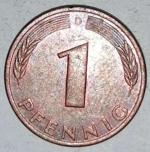 1979 D - 1 PFENNIG - ONE PFENNIG - GERMANY - FEDERAL REPUBLIC - (Copper Plated Steel)