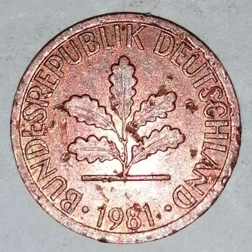 1981 F - 1 PFENNIG - ONE PFENNIG - GERMANY - FEDERAL REPUBLIC - (Copper Plated Steel)