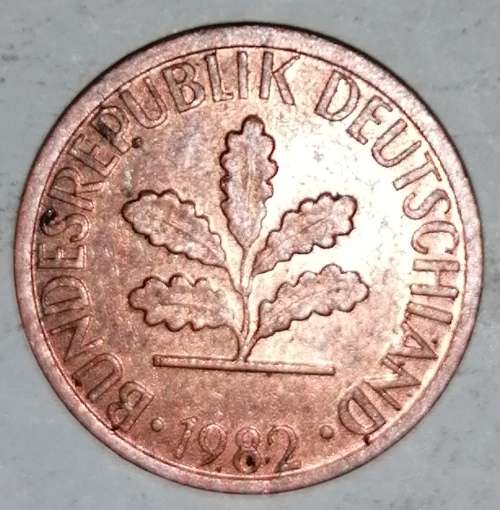 1982 G - 1 PFENNIG - ONE PFENNIG - GERMANY - FEDERAL REPUBLIC - (Copper Plated Steel)