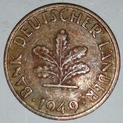 1949 J - 10 PFENNIG - TEN PFENNIG - GERMANY - FEDERAL REPUBLIC - (Brass Clad Steel) KM# 103