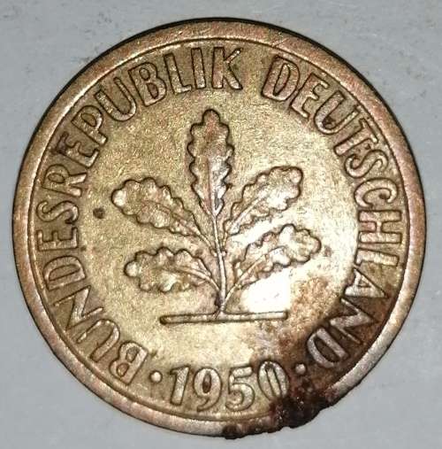 1950 J - 10 PFENNIG - TEN PFENNIG - GERMANY - FEDERAL REPUBLIC - (Brass Clad Steel) KM# 108