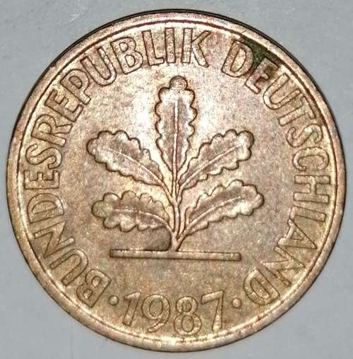 1987 G - 10 PFENNIG - TEN PFENNIG - GERMANY - FEDERAL REPUBLIC - (Brass Clad Steel) KM# 108