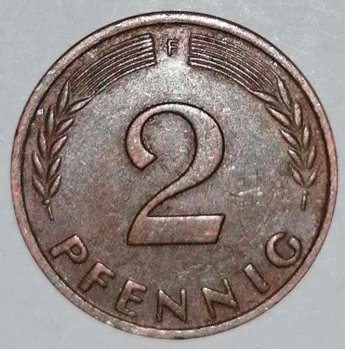 1961 F - 2 PFENNIG - TWO PFENNIG - GERMANY - FEDERAL REPUBLIC - (Bronze)