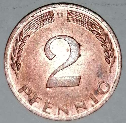 1969 D - 2 PFENNIG - TWO PFENNIG - GERMANY - FEDERAL REPUBLIC - (Copper Plated Steel)