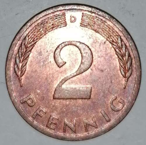 1975 D - 2 PFENNIG - TWO PFENNIG - GERMANY - FEDERAL REPUBLIC - (Copper Plated Steel)