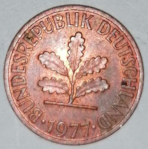 1977 F - 2 PFENNIG - TWO PFENNIG - GERMANY - FEDERAL REPUBLIC - (Copper Plated Steel)