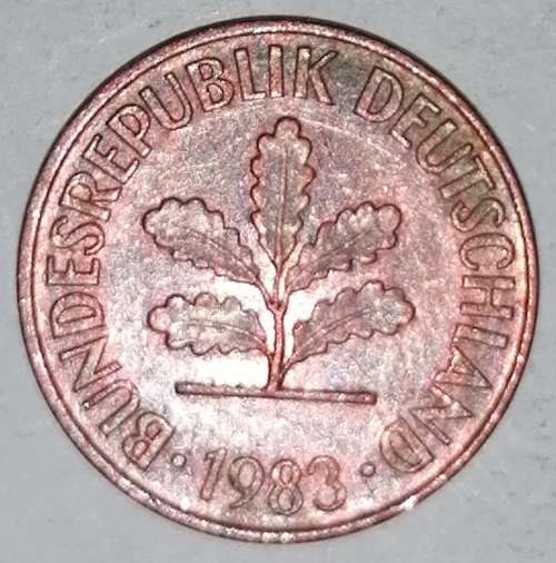 1983 F - 2 PFENNIG - TWO PFENNIG - GERMANY - FEDERAL REPUBLIC - (Copper Plated Steel)