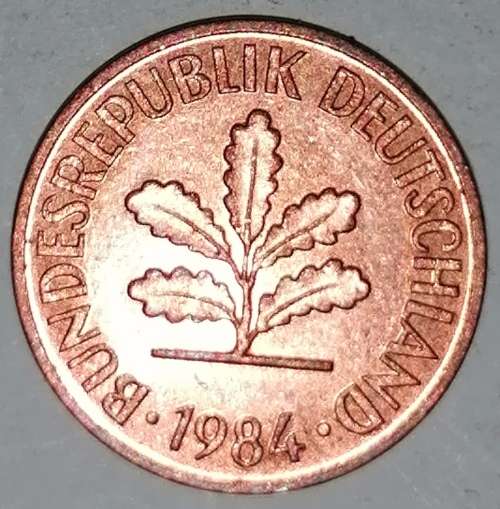 1984 F - 2 PFENNIG - TWO PFENNIG - GERMANY - FEDERAL REPUBLIC - (Copper Plated Steel)