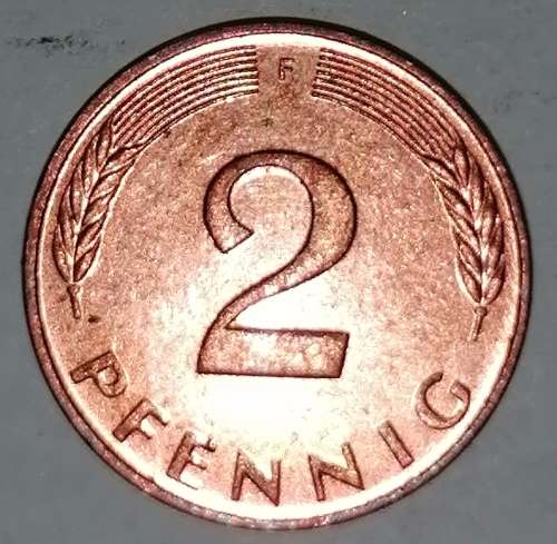 1984 F - 2 PFENNIG - TWO PFENNIG - GERMANY - FEDERAL REPUBLIC - (Copper Plated Steel)