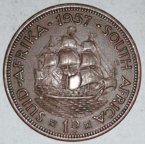 1957 - 1 PENNY - (1D) - UNION OF SOUTH AFRICA