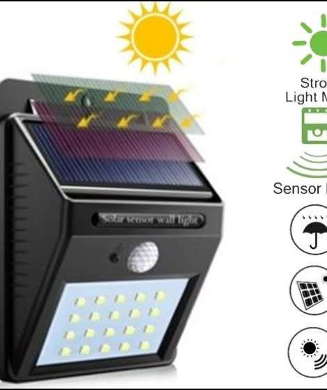 SOLAR POWERED 20 LED PIR SENSOR +CDS NIGHT SENSOR