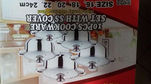 10PCS COOKWARE SET WITH SS COVER HIGH QUALITY STAINLESS STEEL