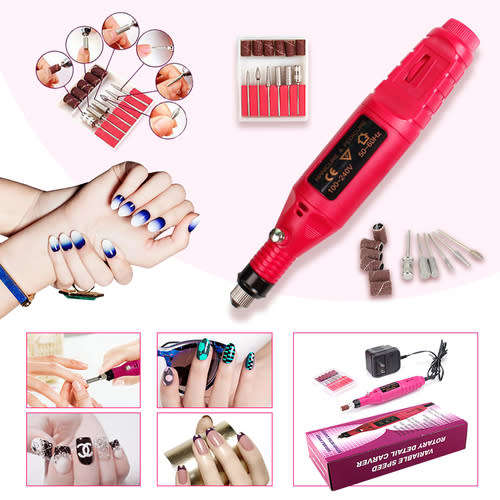 Finger Toe Nail Art Drill Kit Variable Speed Rotary Detail Carver Nail Care Electric Nai