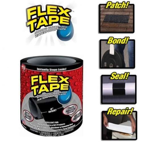 Flex Tape Rubberized Waterproof Tape - Black, 4 Inch x 5 Foot