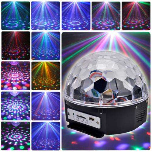LED Music Crystal Magic Ball Light MP3 USB Disco DJ Stage Light with Remote (no bluetooth)