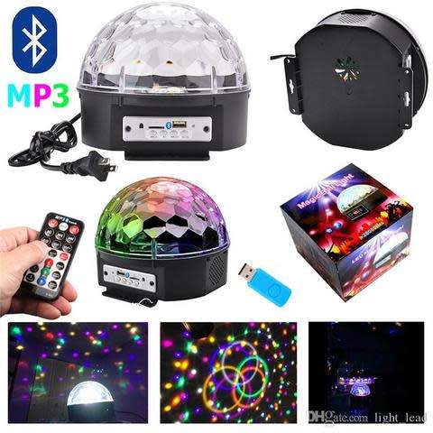 Light 9-Color LED Music Crystal Magic Ball Light MP3 USB Bluetooth Disco DJ Stage Light with Remote