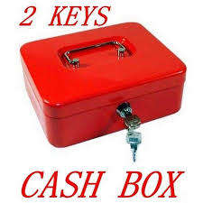 metal cash box Locking Medium Steel Cash Box with Money Tray,Lock Box.