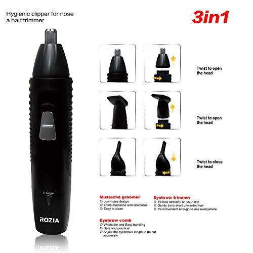 ROZIA 3in1 Nose Trimmer Kit,Hair Clipper Facial Care Tool Portable Shaver Cutting Kit Set Recharge