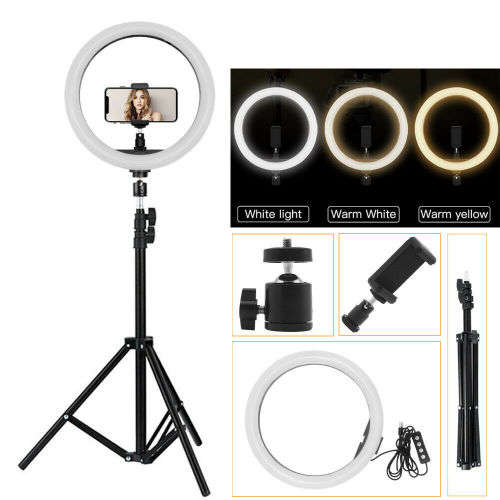 12-INCH RING LIGHT DIMMABLE BI-COLOR LED RING LIGHT &TRIPOD STUDIO ANNULAR LAMP PHOTOGRAPHY LIGHTING