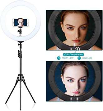 12-INCH RING LIGHT DIMMABLE BI-COLOR LED RING LIGHT &TRIPOD STUDIO ANNULAR LAMP PHOTOGRAPHY LIGHTING