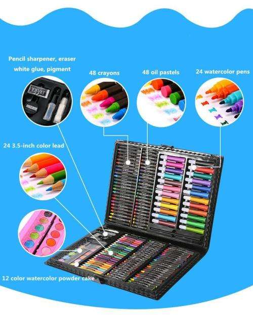 168 PCS Kids Super Mega ART Coloring Set, Great Artist Deluxe Beginners Gift Set with Case to Creati