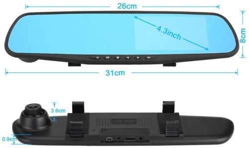 Car DVR Rear view Mirror Video Recroder 4.3" inch Car Camera Dual lens Cam night